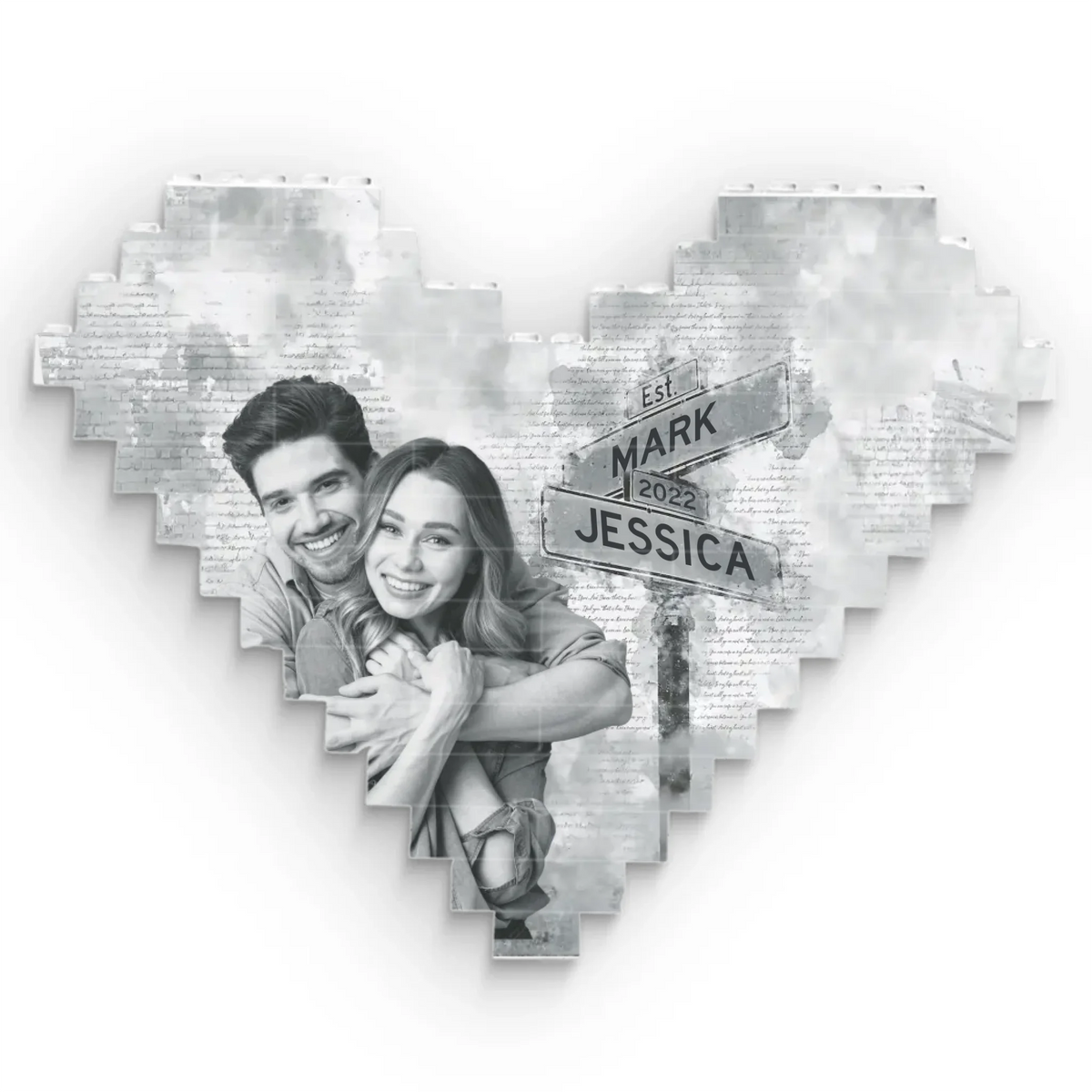 I'm Always With You Sign Post Heart Shaped - Personalized Building Block Puzzle - Anniversary Gift, Valentine's Day Gift For Couple