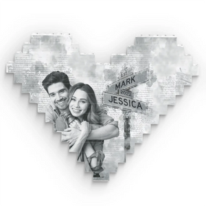 I'm Always With You Sign Post Heart Shaped - Personalized Building Block Puzzle - Anniversary Gift, Valentine's Day Gift For Couple