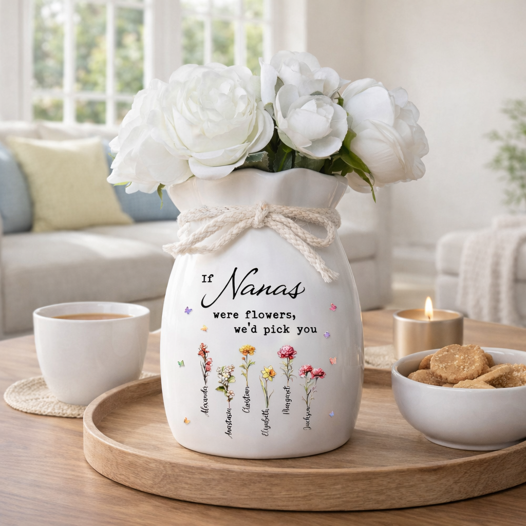 If Nanas Were Flowers - Personalized Flower Vase With Ribbon - Gift For Mom, Grandma, Mother's Day Gift