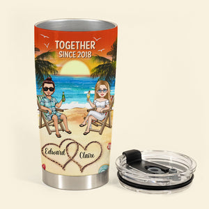 Every Love Story Is Beautiful - Personalized Tumbler- Gift For Couple, Beach, Summer Vacation