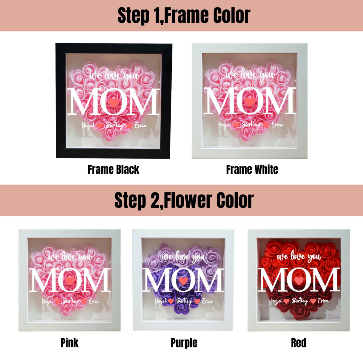 Mom We Love You Butterflies - Custom Flower Frame Box - Gift For Mom, Mother's Day