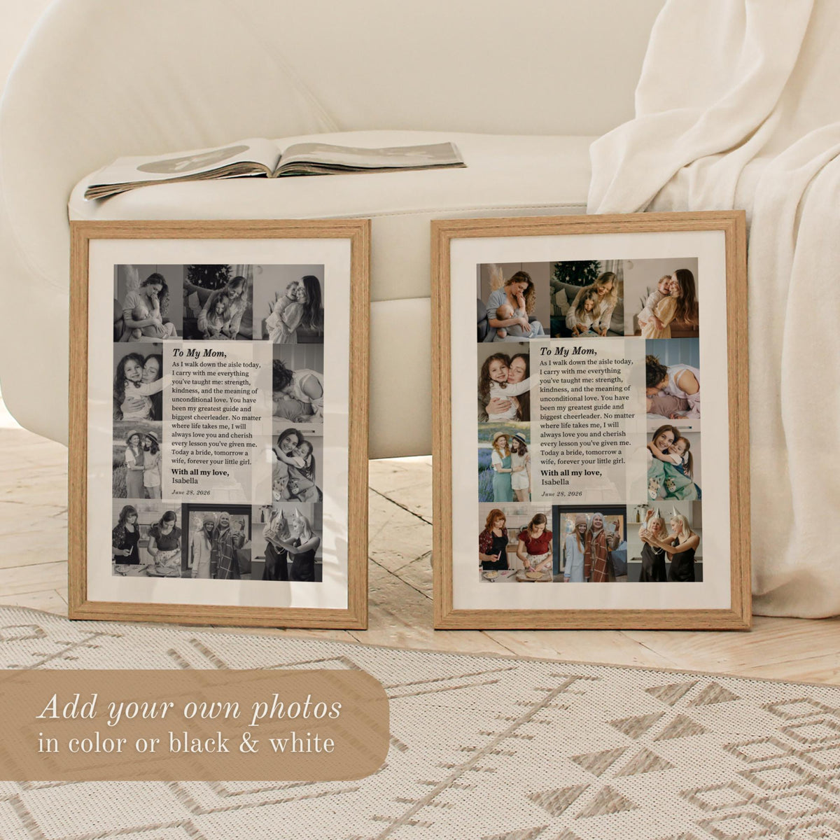 Mother of the Bride Gift, Custom Photo Collage Picture Frame Wedding Template, Gift from Daughter, Wedding Gift for Mom