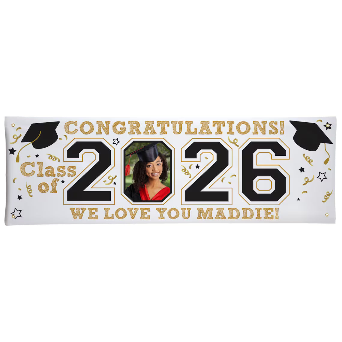 Personalized Graduation Banner with Photo Class of 2026 Custom Name High School Yard Party Decoration