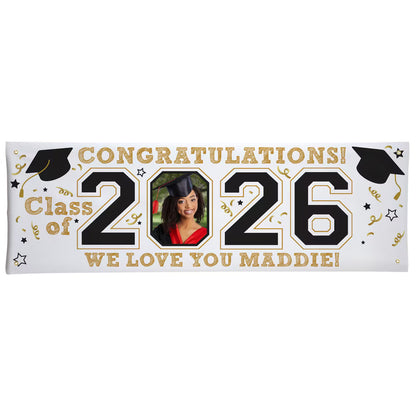 Personalized Graduation Banner with Photo Class of 2026 Custom Name High School Yard Party Decoration