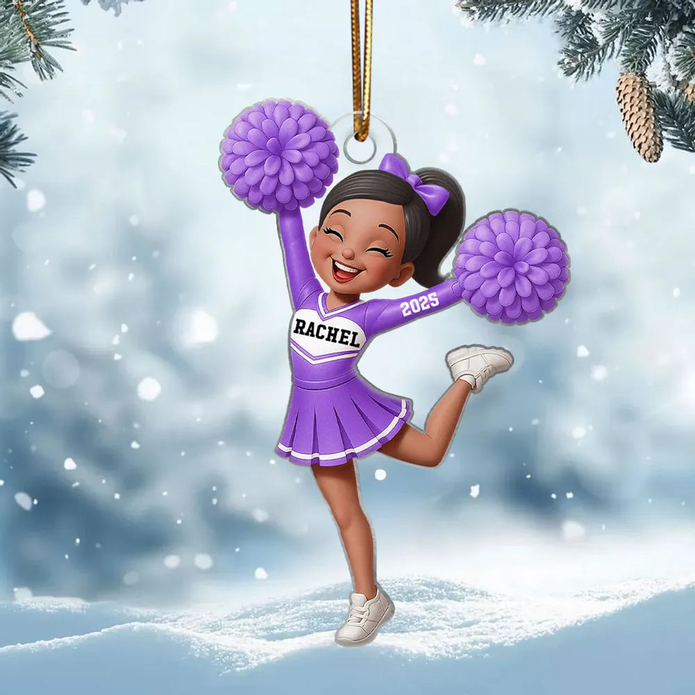 Personalized 3D Effect Cheerleader Girl Personalized Acrylic Ornament, Christmas Gift for Daughter, for Granddaughter