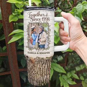 Custom Photo My Favorite Place Is Next To You - Personalized 40oz Tumbler - Gift For Couple, Anniversary, Wedding Gift