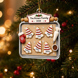 Christmas Tree Cakes Tray Custom Family Names - Personalized Acrylic Ornament - Christmas Gift For Family