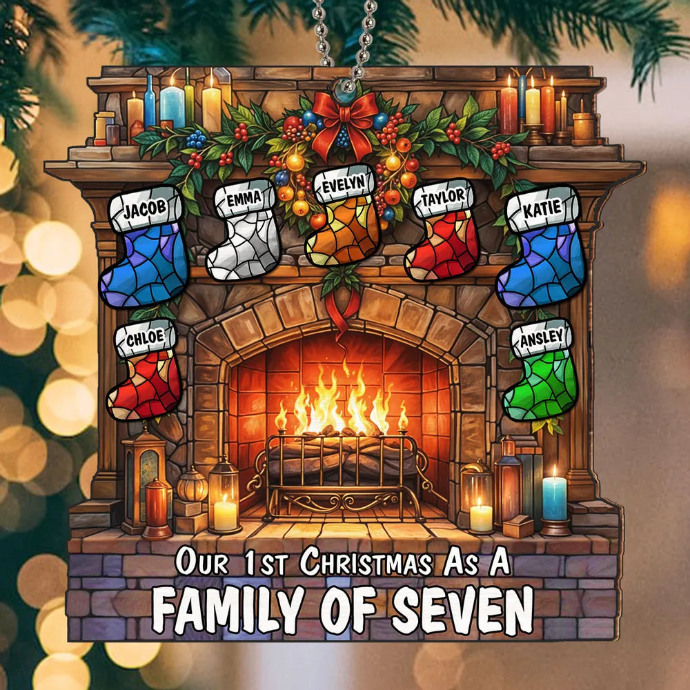 Our First Christmas As A Family - Personalized Suncatcher Ornament - Gift For Family, Christmas Decor