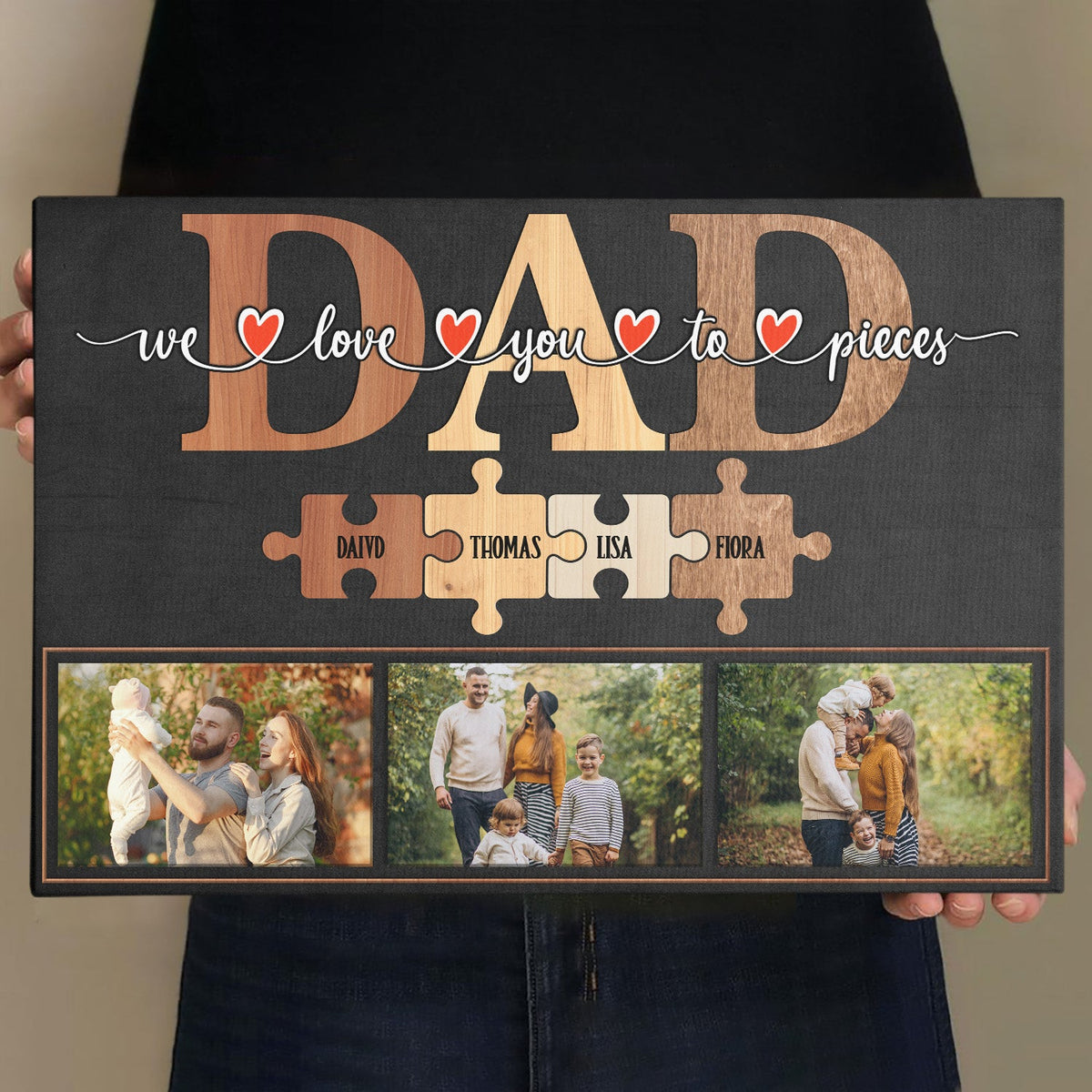 Dad We Love You To Pieces Puzzle - Personalized Canvas - Gift For Dad, Father's Day, Birthday GIft