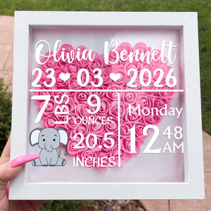 Baby Birth Stats - Personalized Flower Shadow Box