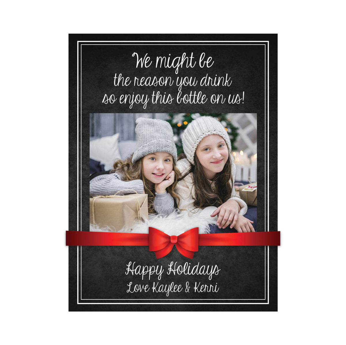 Christmas gift for parents, custom wine label holiday present from kids, we might be the reason you drink, personalized wine with photo