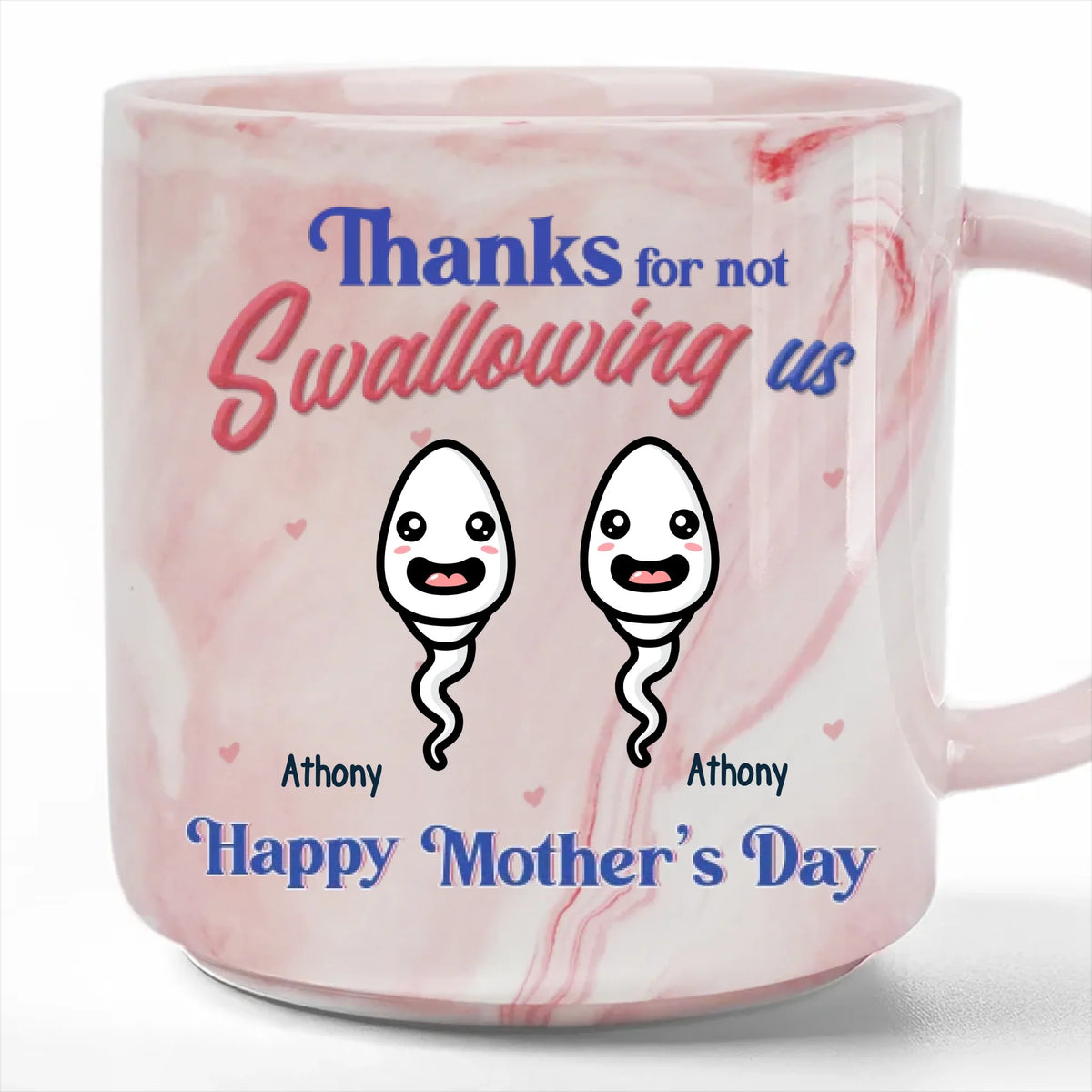 Thanks For Not Swallowing Us - Personalized Marble Mug - Gift For Mom, Mother's Day, Birthday Gift