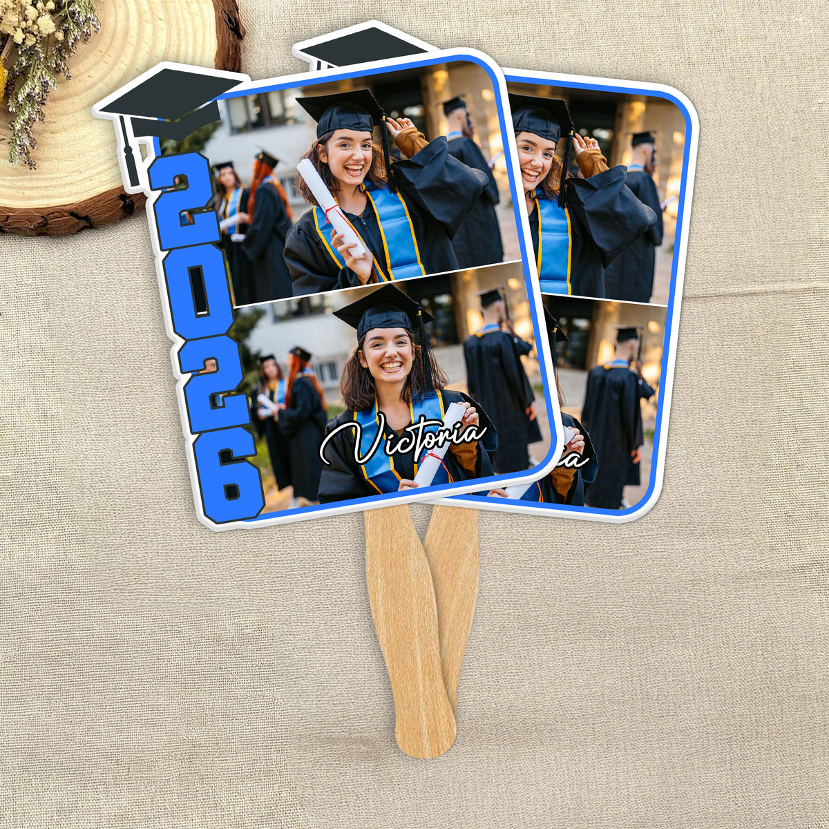 Custom Photo 2025 Graduation Perfect Gift Idea Face Fan