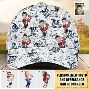 Best Dad By Par Upload Dad's Photo - Personalized Classic Cap - Father's Day Gift For Dad, Grandpa
