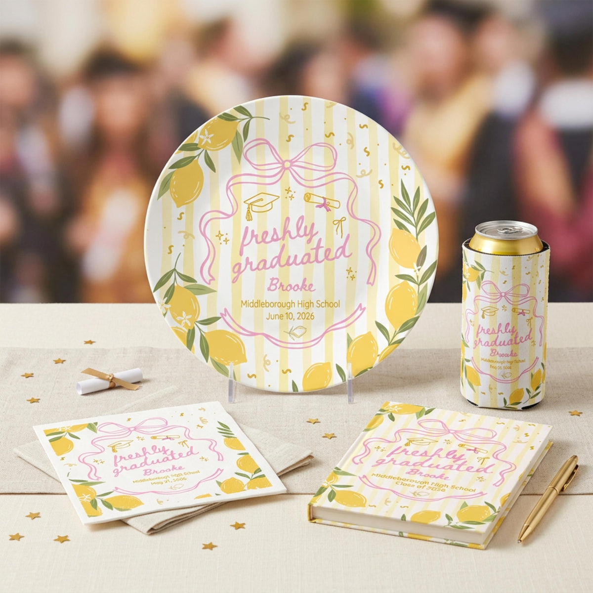 Custom Graduation Plate Coquette Freshly Graduated 2026 Table Decor Graduation Party Decoration Class of 2026 Sign Graduation Party Welcome