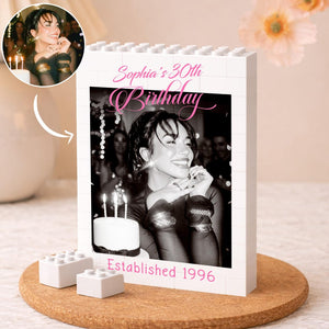 Custom 30th Birthday Gift for Her, Personalized Birthday Photo Building Block, Established Milestone Gift, Custom Photo Birthday Puzzle