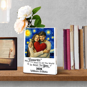 Next To My Love - Personalized Journal Clear Acrylic Book Vase for Flowers, Transparent Flower Vase for Home Decor