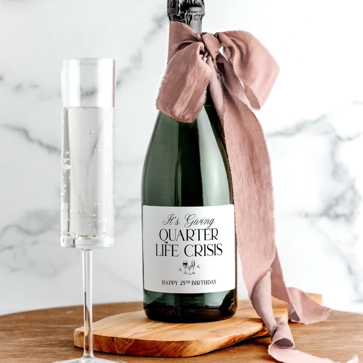 Quarter Life Crisis Birthday Gift, Birthday Party Favor, Wine Bottle Label, Martini Wine Birthday Sticker, Birthday Wine Gift