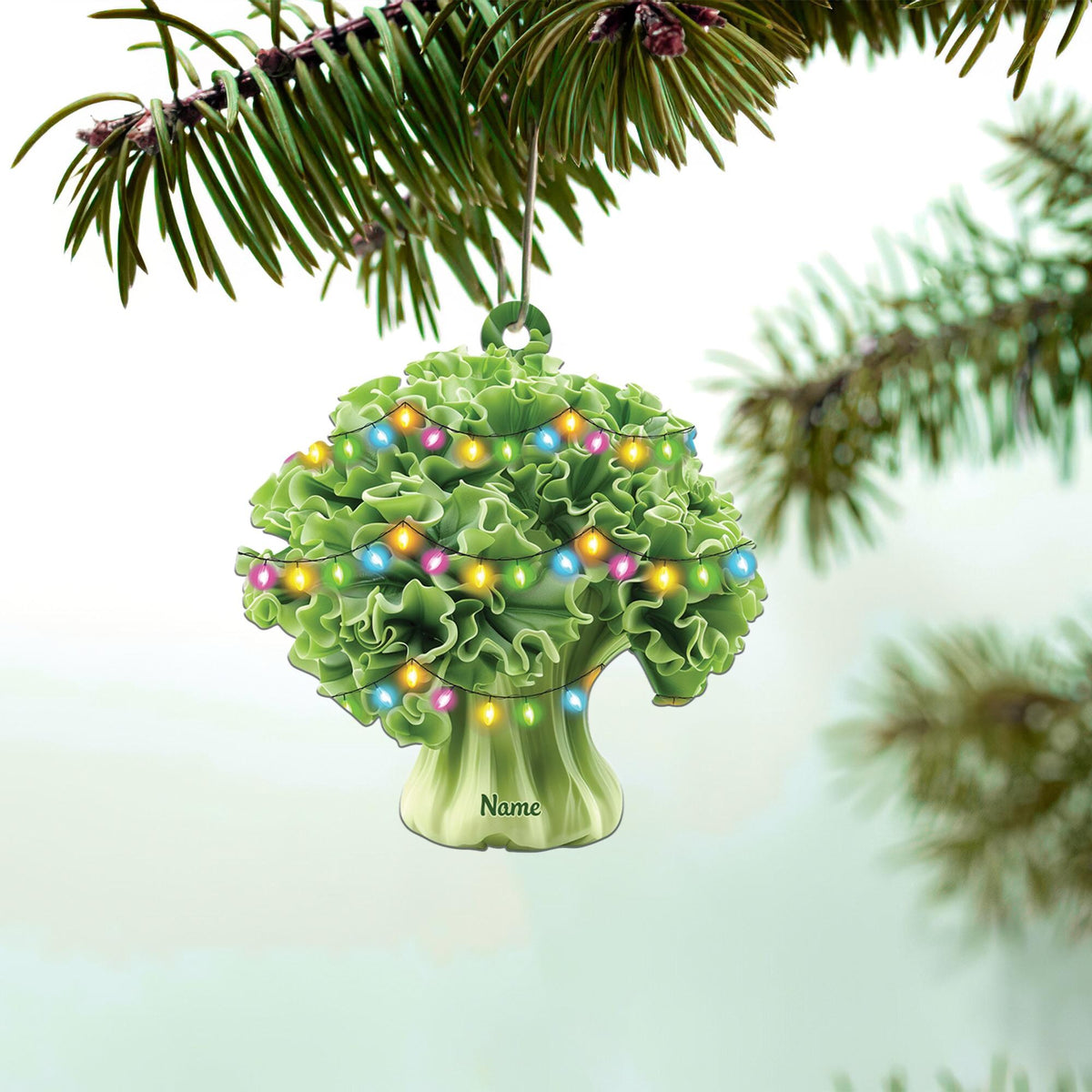 Green Lettuce Christmas Light Ornament, Christmas Tree Decor, Loved Green Lettuce Ornament, Hanging Ornament Gift