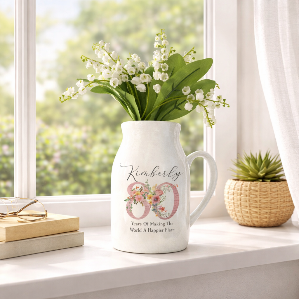 Custom 80th Birthday Flower Vase Gift, Personalized Grandma Birthday Vase, Gift For Great Grandma, Mother's Day Gifts, Custom Vase For Mom