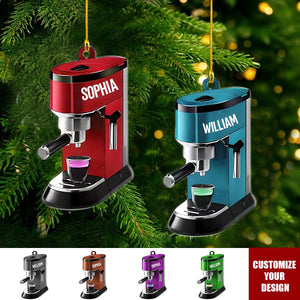 Personalized Coffee Machine Ornament - Coffee Machine Ornament Gift for Coffee Lover