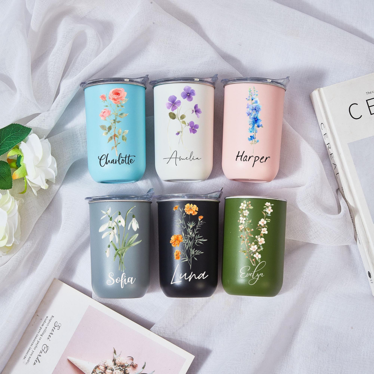 Personalized Stainless Steel Tumblers with Lid, Bridesmaid Gifts, Custom Insulated Travel Mugs, Unique Customizable Gifts for Any Occasion