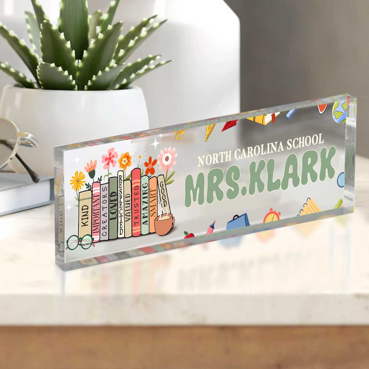 Personalized Teacher Desk Name Plate, Nameplate For Teacher, Teacher Desk Decor, Back To School Teacher Appreciation Gift, Teacher Gift For Women