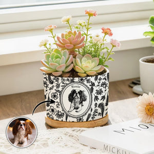 Pet Portrait Memorial, Dog Remembrance Gift - Personalized Plant Pot for Pet Lovers
