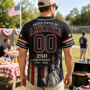 Personalized America 250 Baseball Jersey, Custom Name USA 250th Anniversary Shirt, 1776 2026 Patriotic Jersey, 4th of July Gift