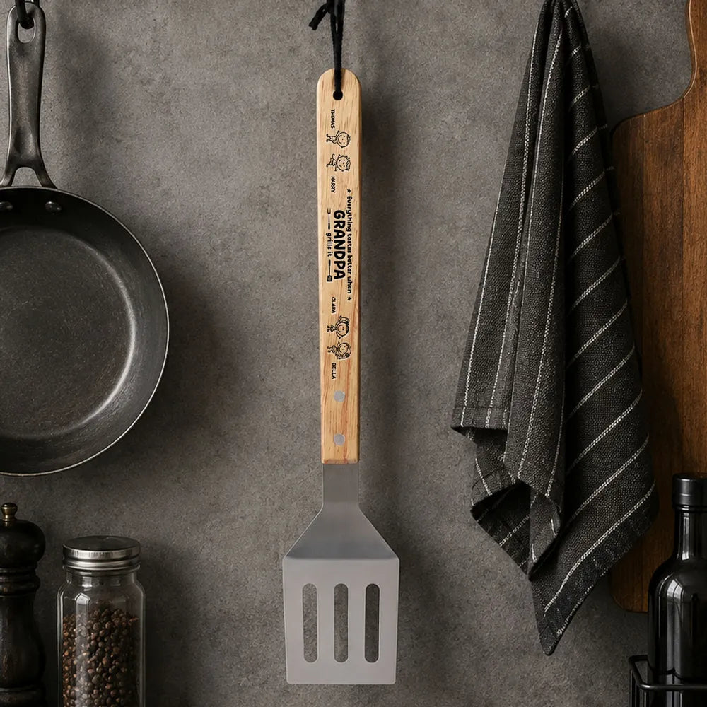 Everything Tastes Better When Dad Grills It - Personalized Grill Spatula - Gift For Father, Gift For Grandpa, Father's Day Gift