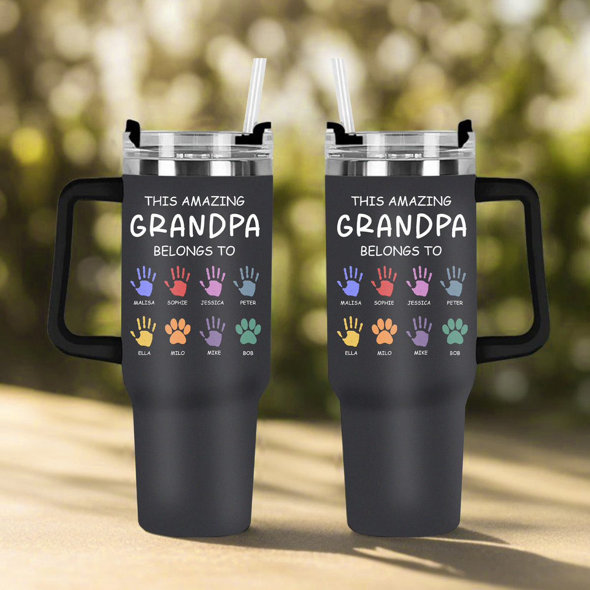 Amazing Grandpa with Kid Names, Personalized 40oz Tumbler, Fathers Day Gift, Grandpa Gift, Gift for Grandpa, Dad Gift