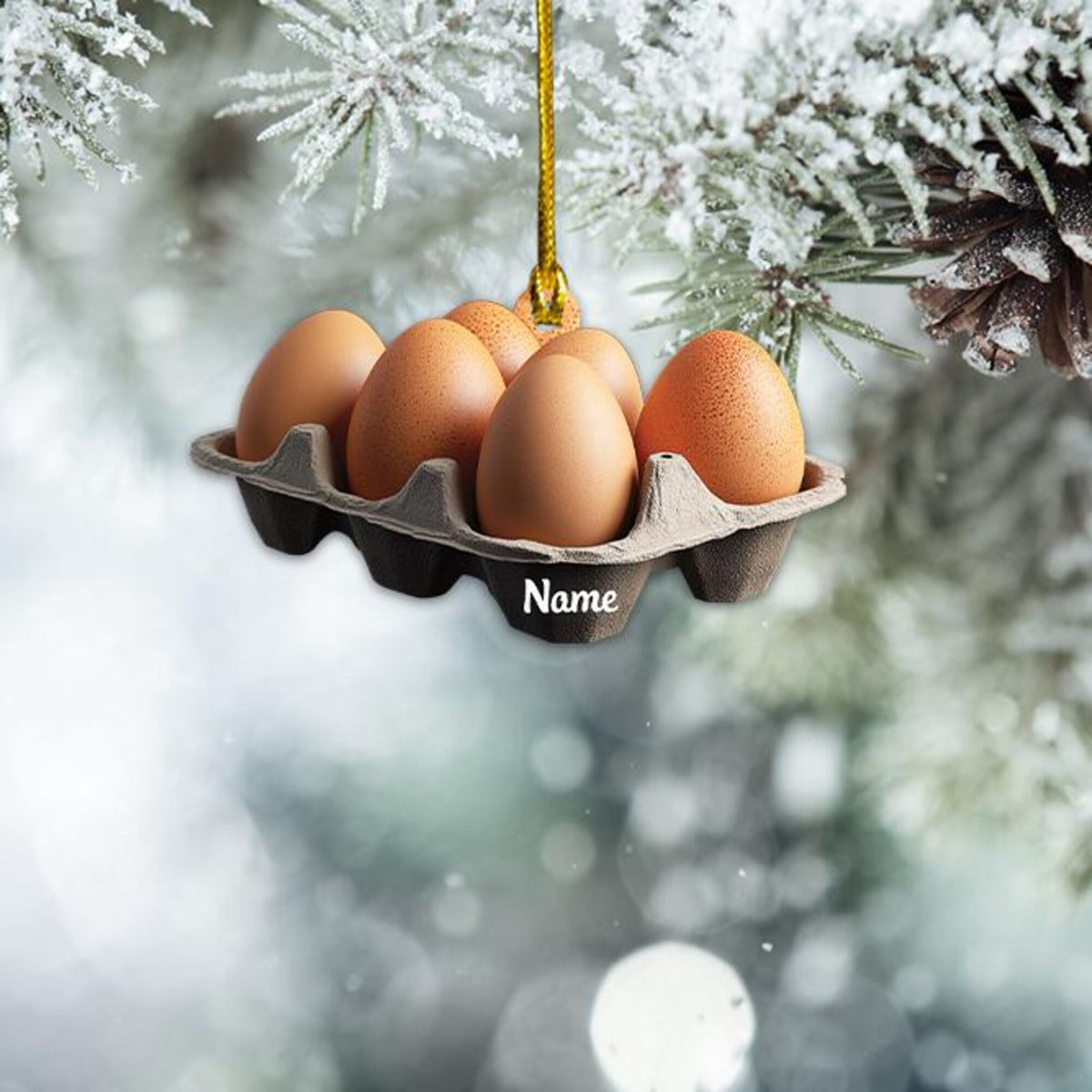 Personalized Egg Tray Christmas Ornament, Eggs Christmas Ornament, Cooking Ornament, Kitchen Ornament Decor, Chef Ornament Gift