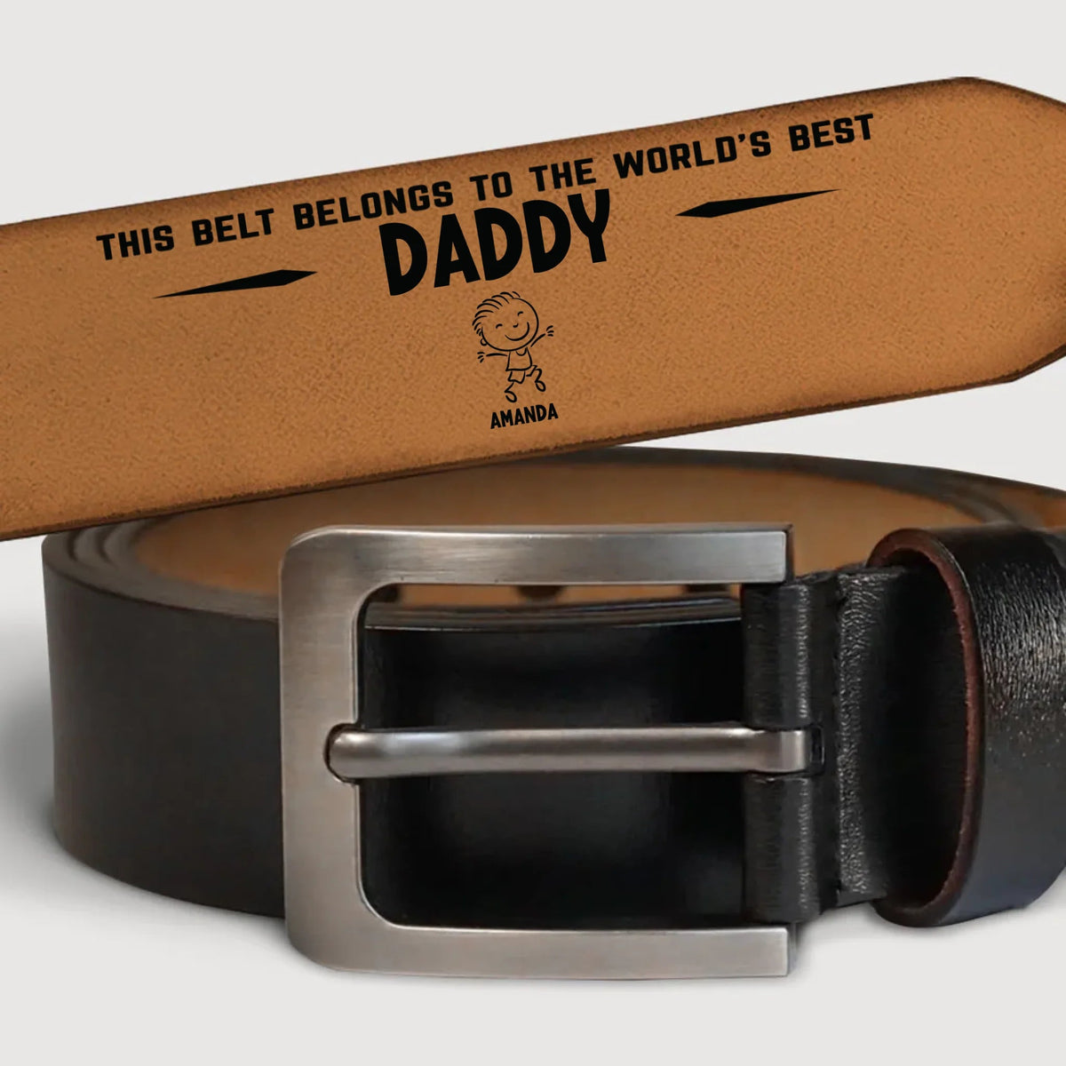 The Best Papa Belongs To Kids - Personalized Engraved Leather Belt - Gift For Dad Papa On Father's Day