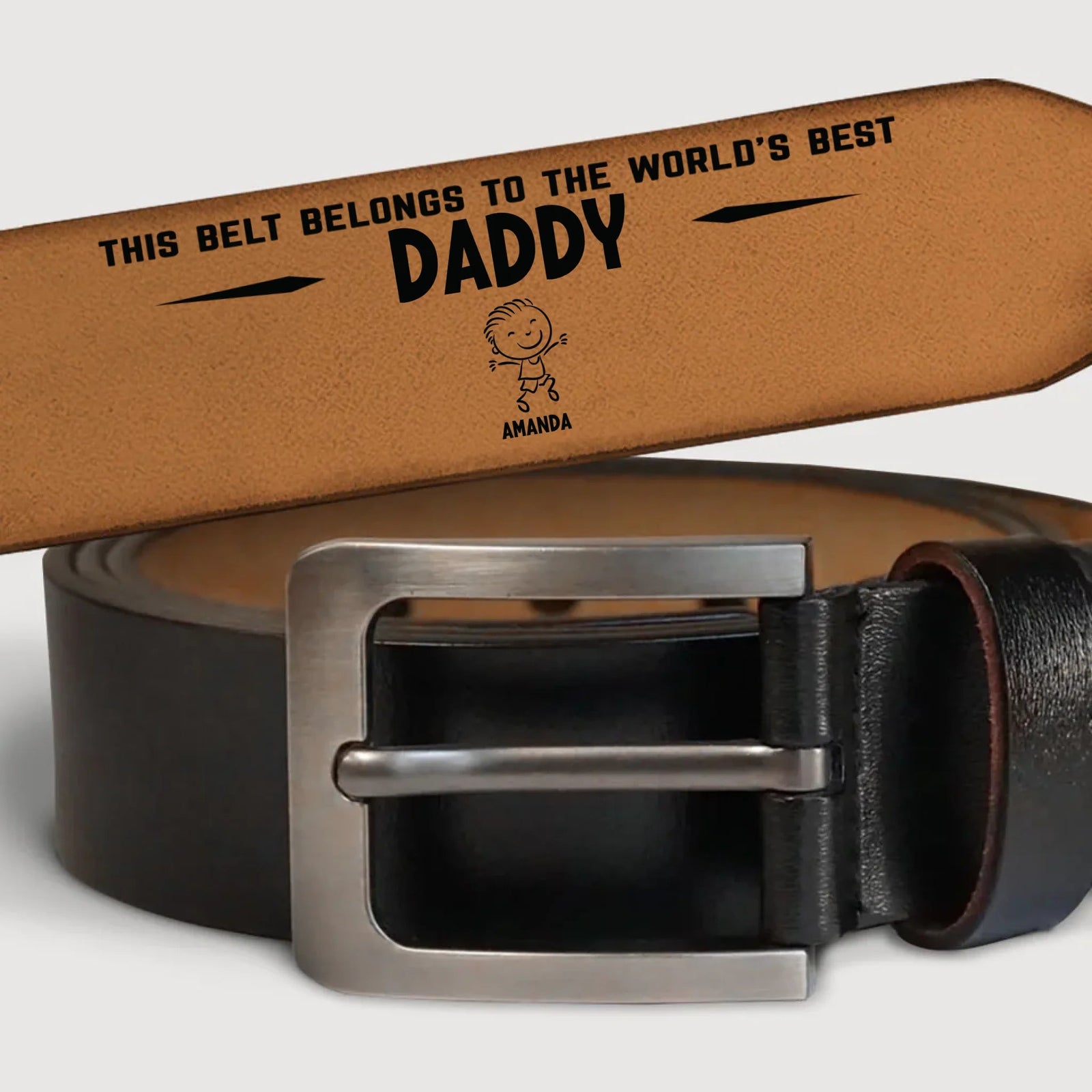 The Best Papa Belongs To Kids - Personalized Engraved Leather Belt - Gift For Dad Papa On Father's Day
