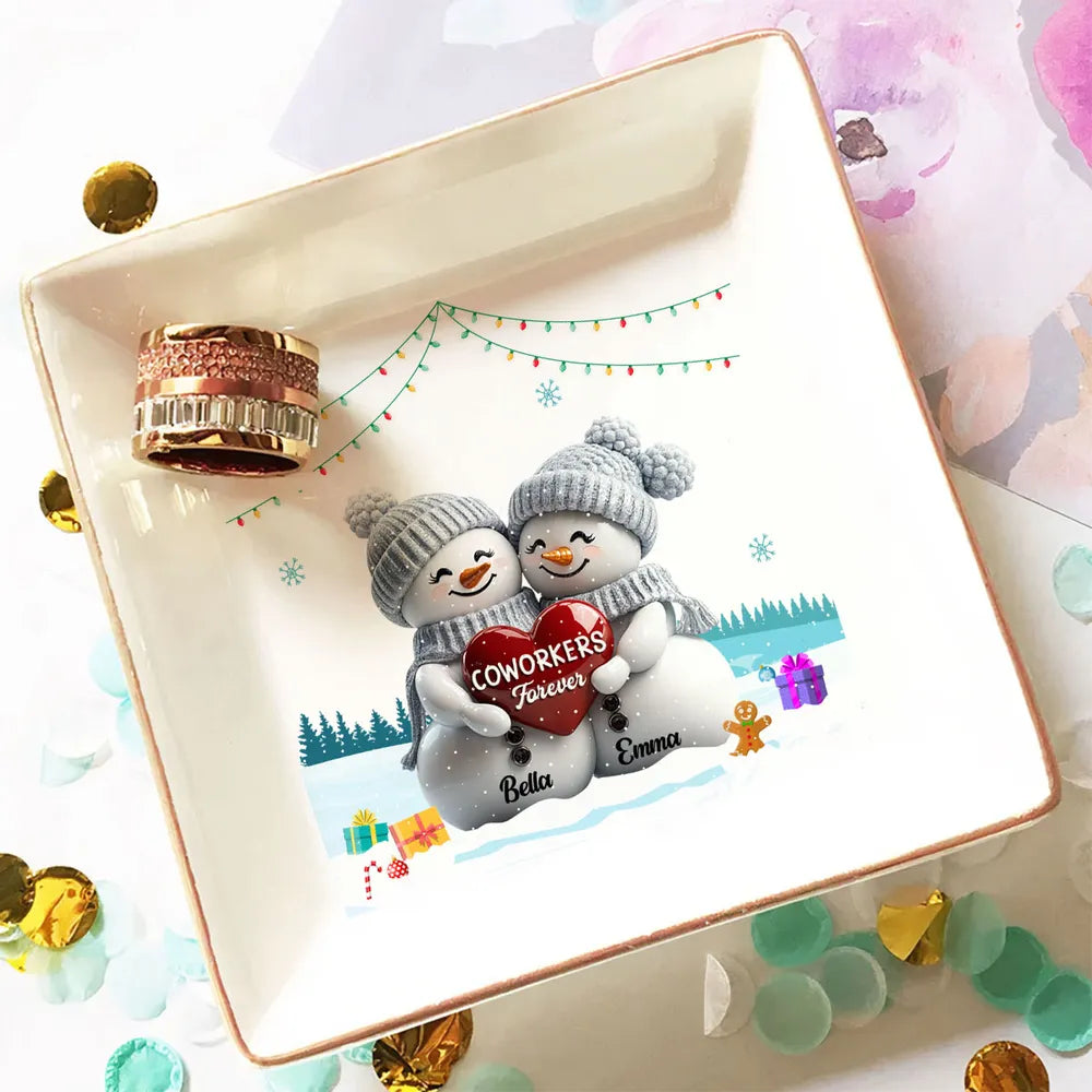 Christmas Sister Snowman - Personalized Jewelry Plate - Christmas Gift For Sister, Bestie, BFF