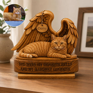 My Favorite Hello and Hardest Goodbye Pet Memorial - Personalized 2-Layered Wooden Plaque