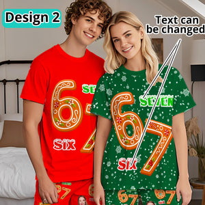 Custom 67 Meme Christmas Pajama Shirt, Personalized Photo Tee, Christmas Matching Shirt For Family