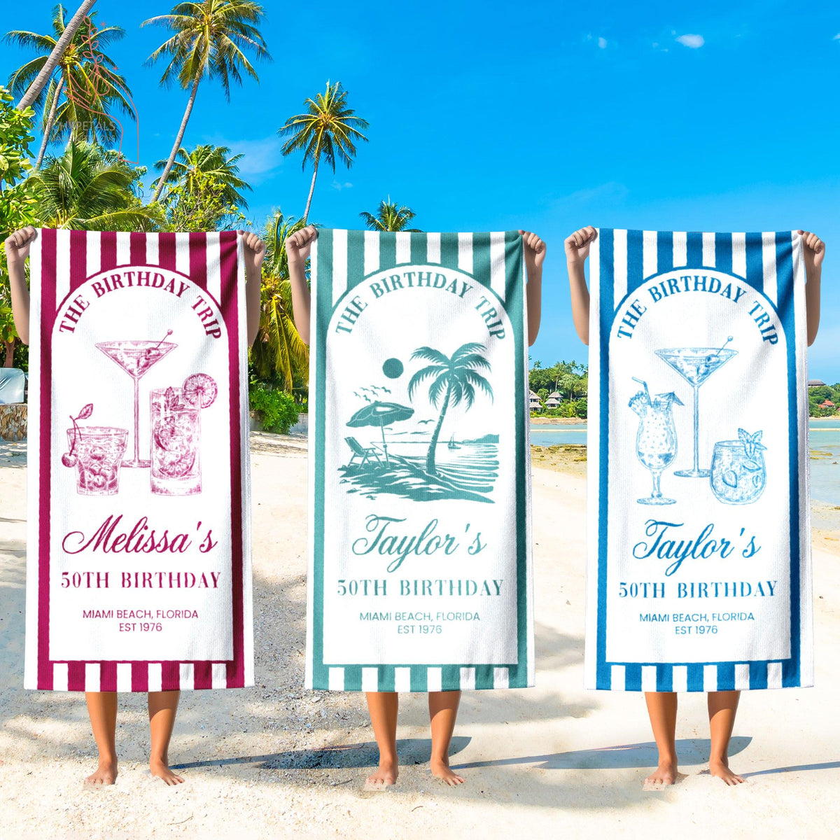 Custom Birthday Trip Beach Towel, Coastal Trip, Custom Beach Towel, Birthday Trip Towel, Birthday Gift for Mom,Vacation/Birthday Gift Idea