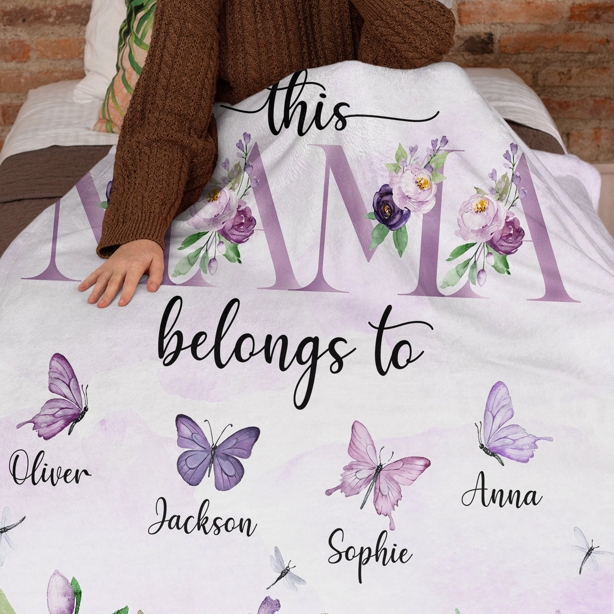 Mother Belongs To Blanket, Custom Mom Blanket Gift, Floral Style Blanket, Personalized Mom Gift, Blanket With Kids Name, Mother's Day Gift