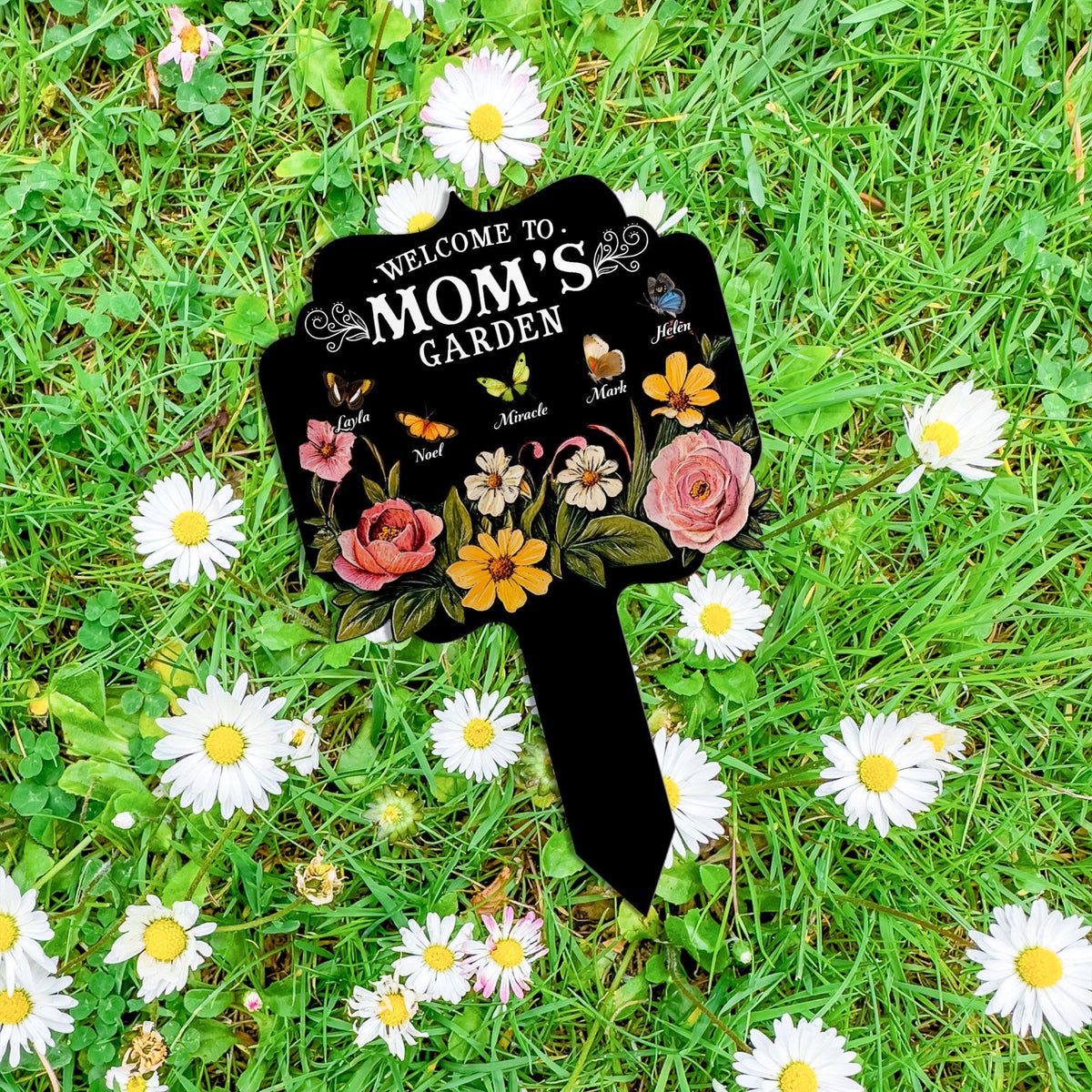 Personalized Garden Sign, Custom Mom's Garden Plaque, Butterfly Name Stake, Outdoor Yard Decor, Flower Sign, Family Gift, Nana's Blessings