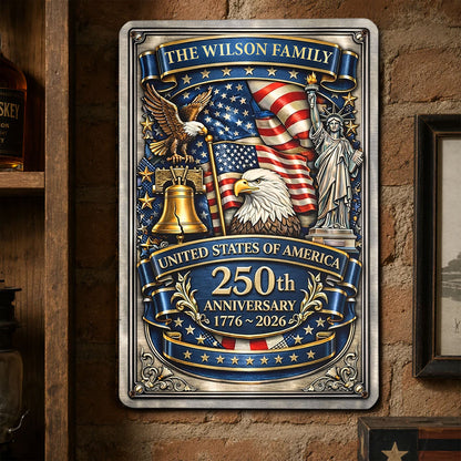 America Anniversary - Personalized Custom 3D Inflated Effect Metal Sign