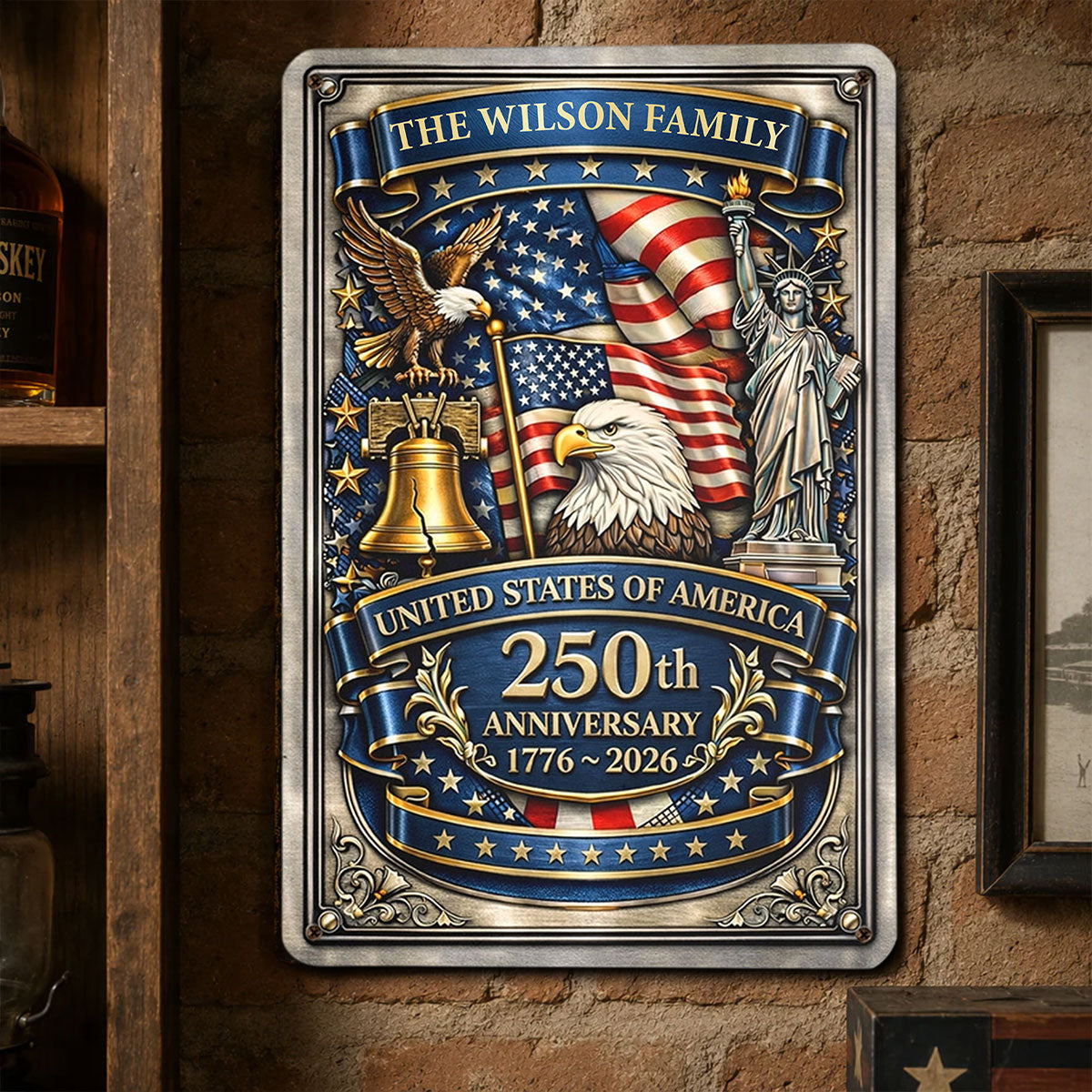 America Anniversary - Personalized Custom 3D Inflated Effect Metal Sign