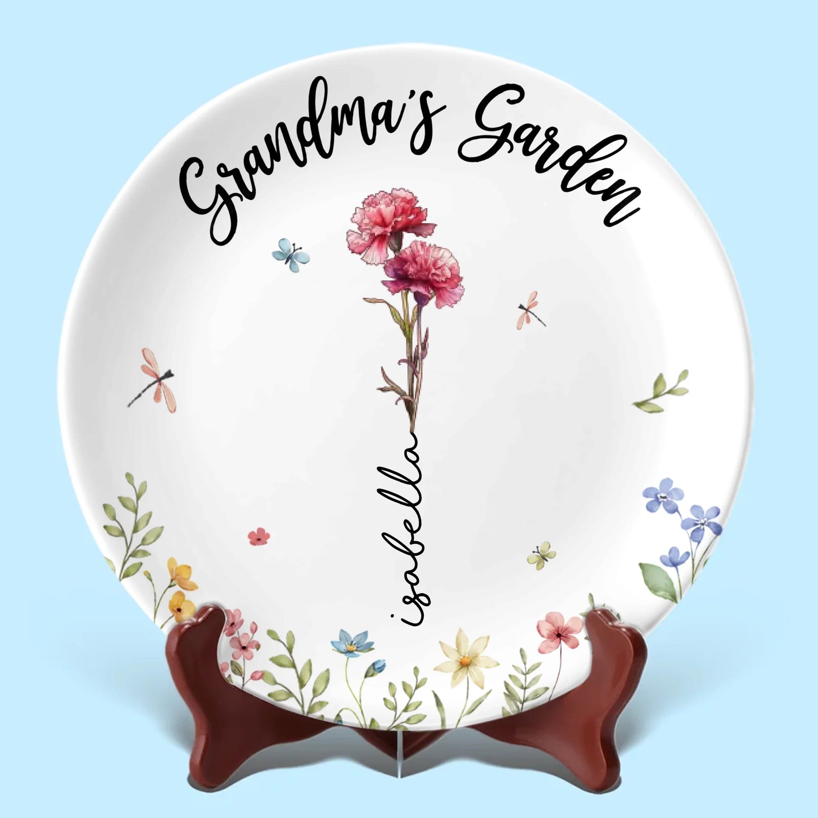 Grandma Mom's Garden - Personalized Ceramic Plate - Mother's Day, Gift For Mom, Grandma, Birthday Gift