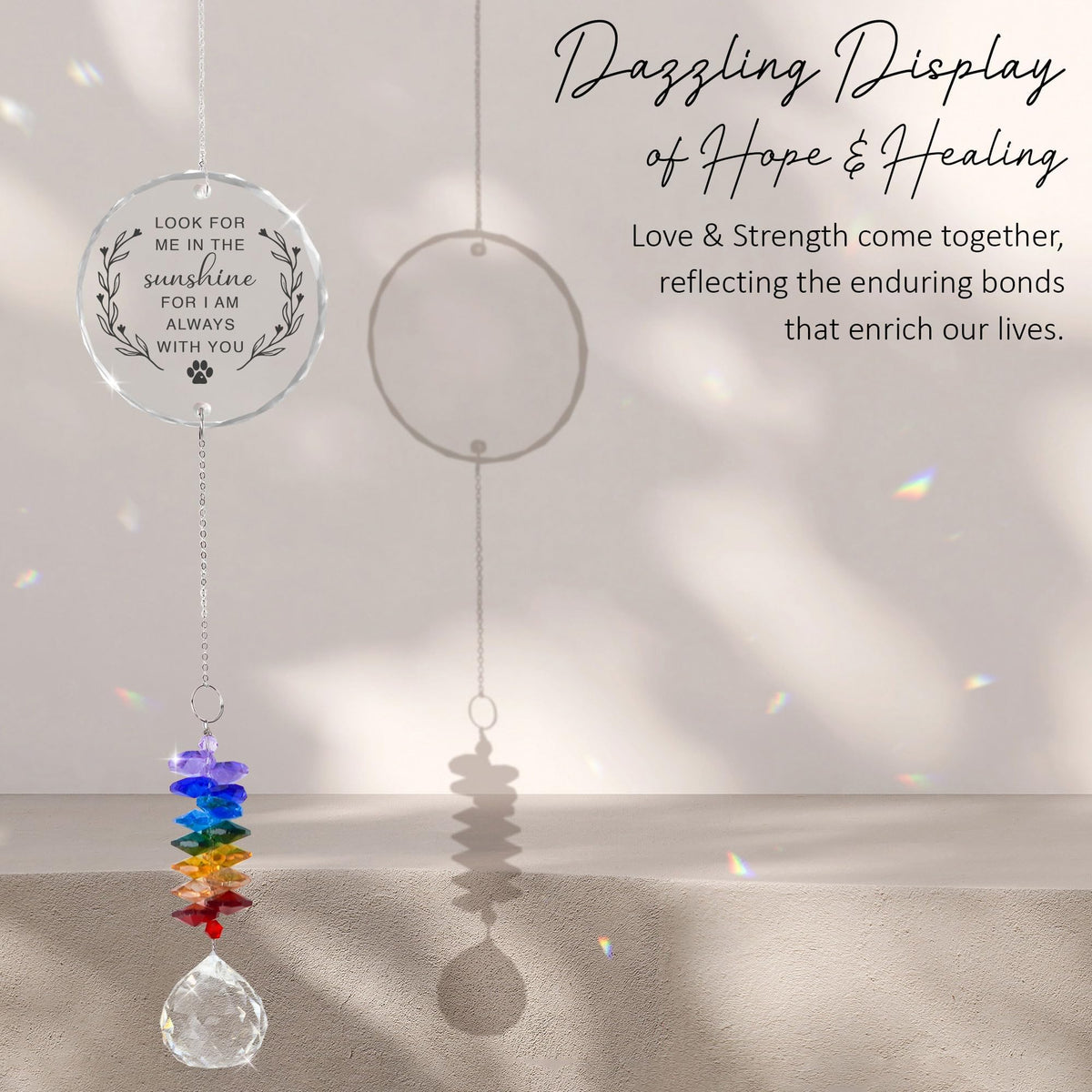 Look For Me In The Sunshine Personalized Memorial Ornament, Crystal Heart Ornament Sympathy gift, Memorial gift with name, Prism rainbow