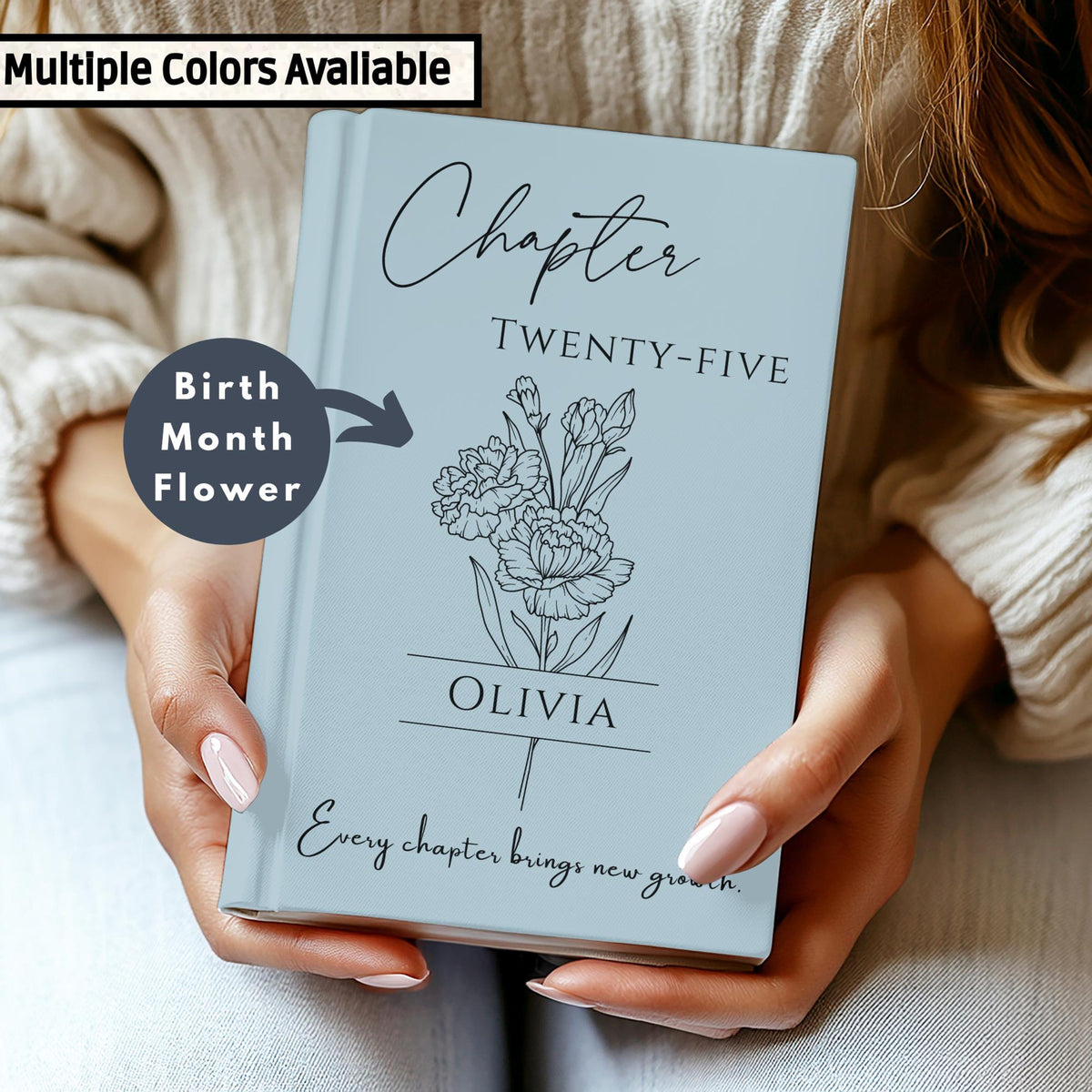 25th Birthday Gift for Her or Him Personalized Chapter 25 Journal with Name Birth Month Flower Keepsake Notebook