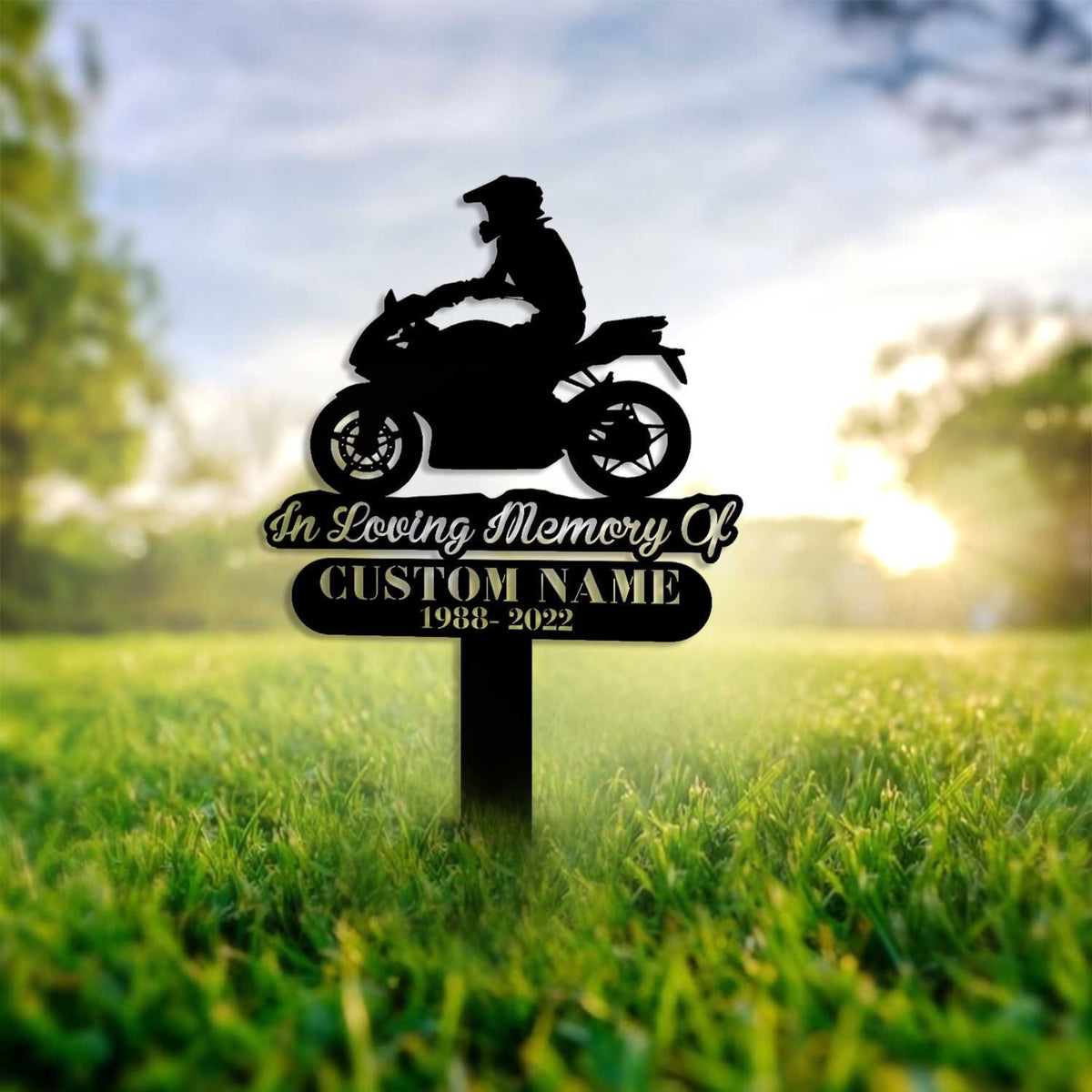 Motocycle Rider Sign Personalized Biker Motocycle rider Memorial Stake, Metal Stake ...