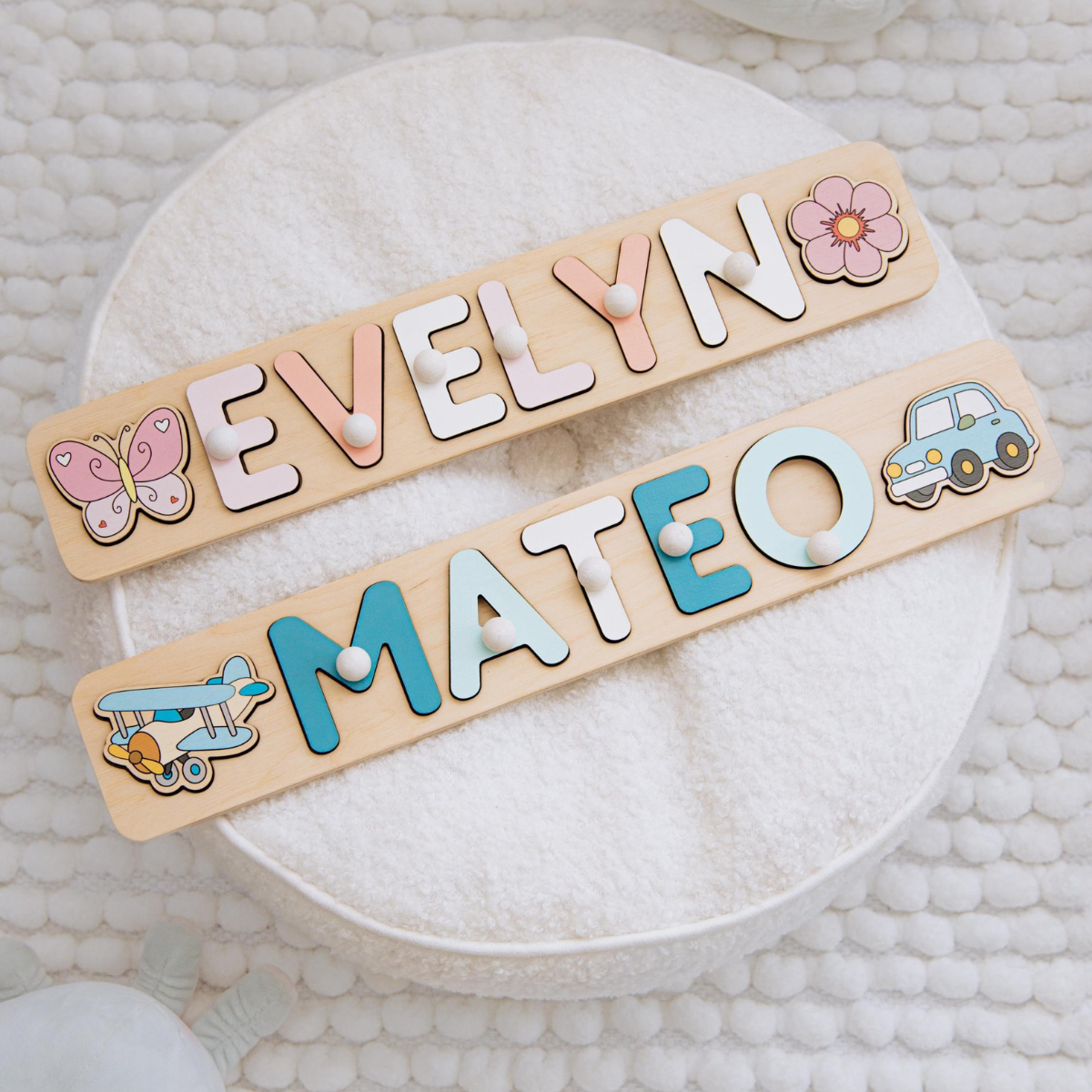 Baby Girl Birthday Gift, Cute Nursery Decor, Pink Name Puzzle with Flower, Cute New Baby Gift, Easter Gift for Kids, Gift for Niece