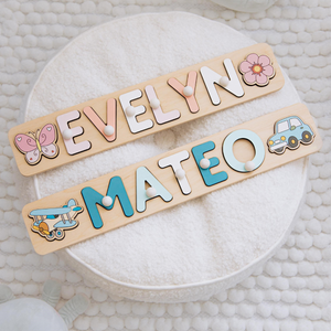 Baby Girl Birthday Gift, Cute Nursery Decor, Pink Name Puzzle with Flower, Cute New Baby Gift, Easter Gift for Kids, Gift for Niece