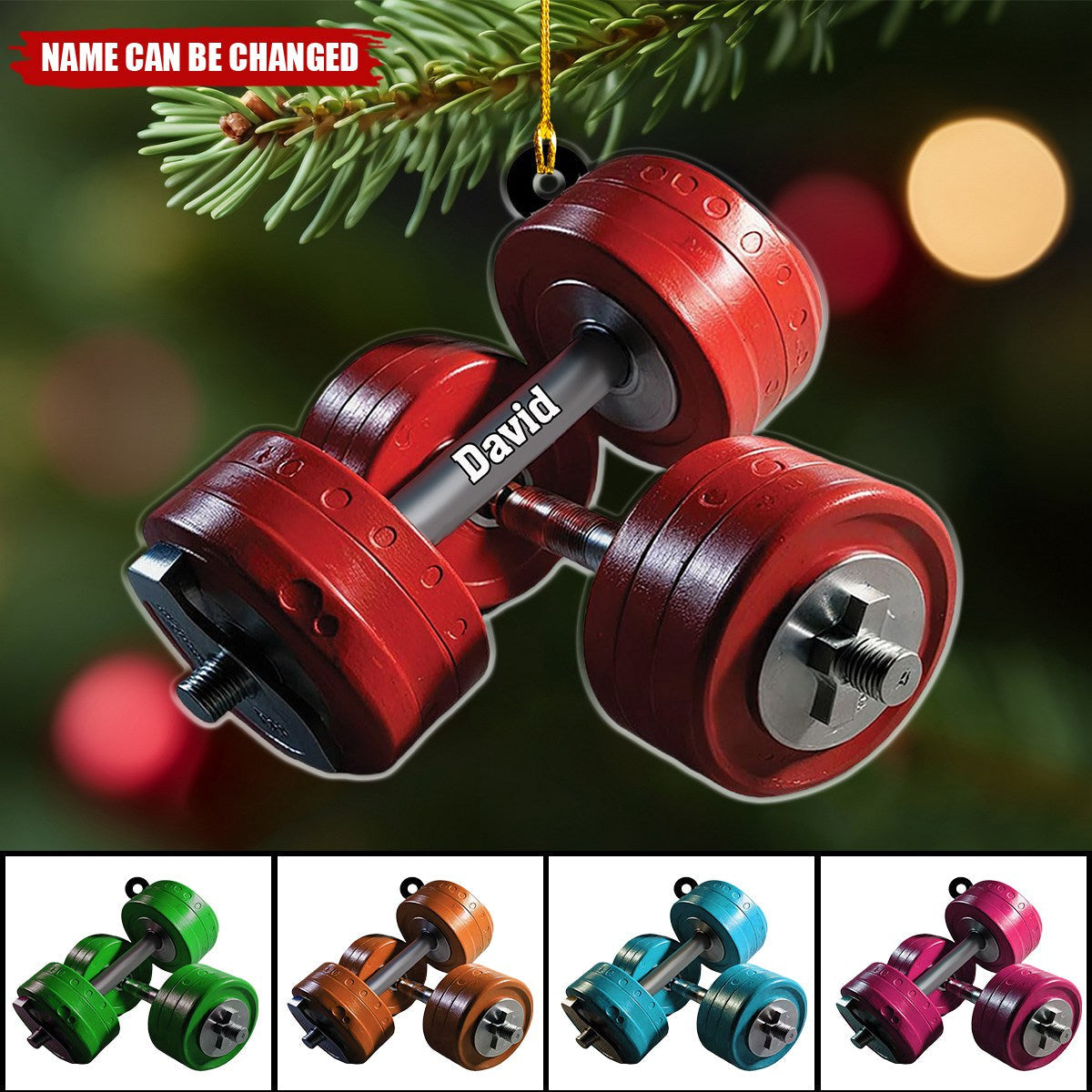 Personalized Fitness Ornament, Gym Workout Dumbbell Weight Plate Ornament