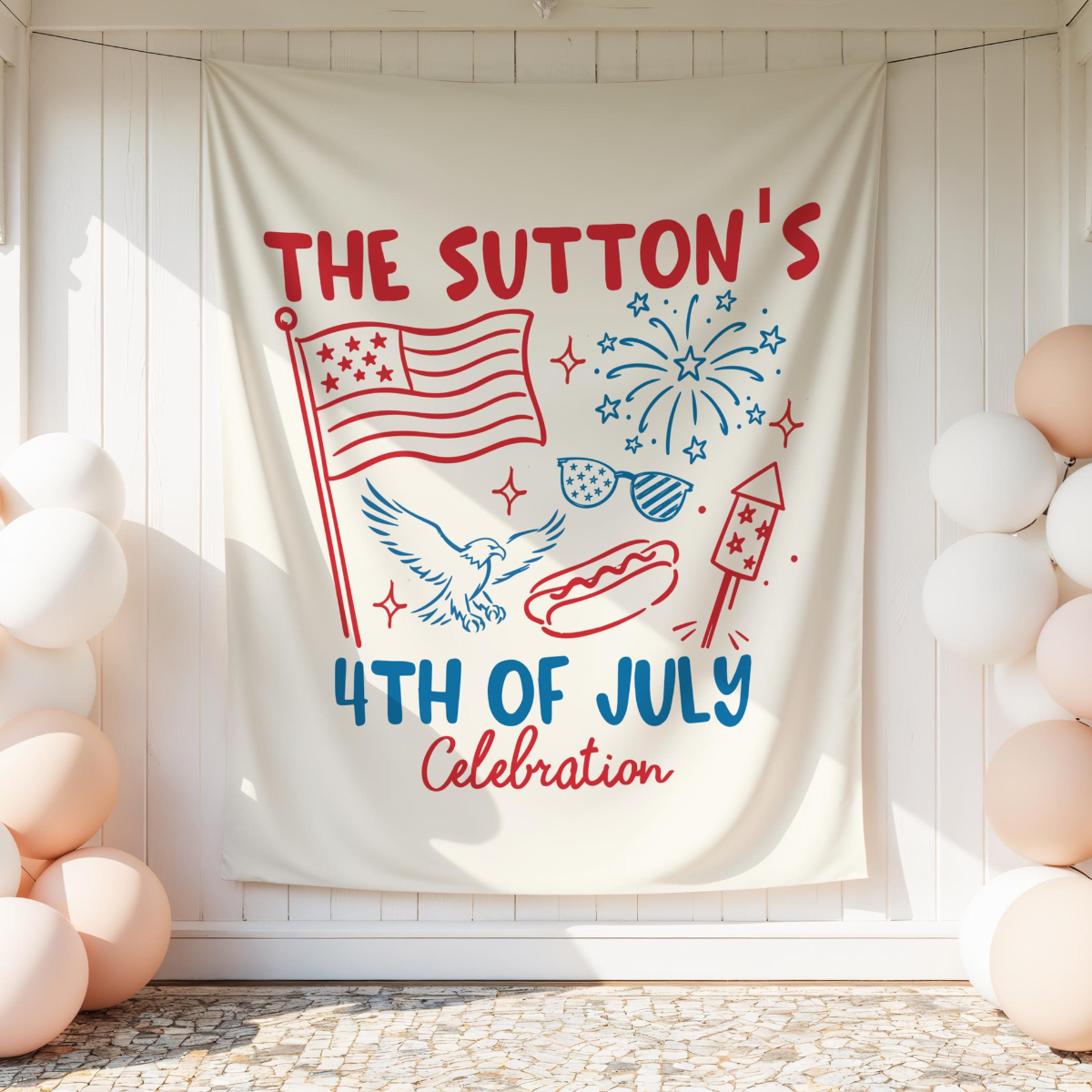 4th of July Party Banner: Custom USA Theme Party Decorations America 250th Anniversary Sign
